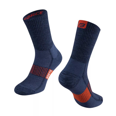 Kojinės FORCE NORTH Thermo // ilgos, dydis: L-XL (42-47) (mėlyna/oranžinė)